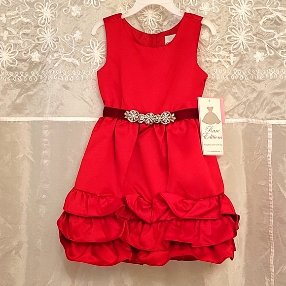 NEW Rare Editions Toddler Girl Fancy Dress, Rhinestones, Pearls & Velvet Trim, 5 - Picture 12 of 13